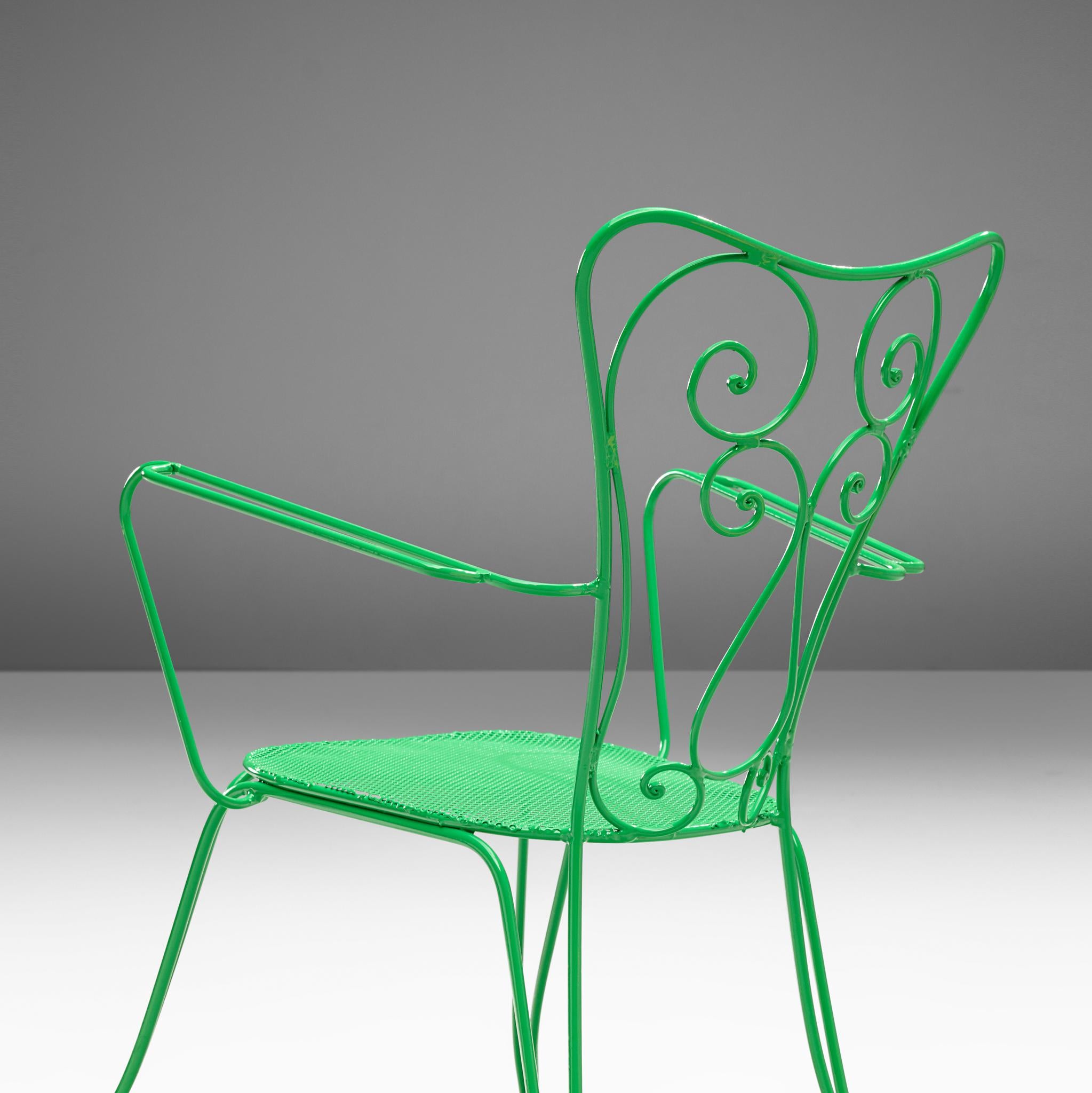  Satz italienischer Terrassenstühle aus grün lackiertem Stahl im Angebot 4