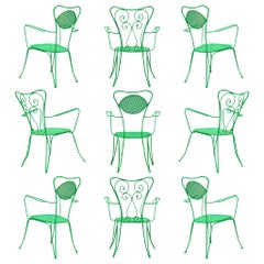 Vintage  Set of Italian Patio Chairs in Green Lacquered Steel