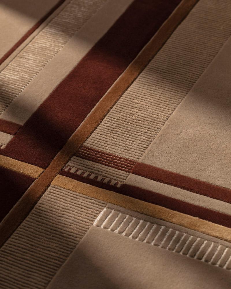 Terra Rug by Volver Studios
Dimensions: W 250 x L 350 cm.
Materials: Wool and bamboo.

Available in seven size options: 90 x 240 cm, 140 x 200 cm, 170 x 240 cm, 200 x 300 cm, 250 x 350 cm, 300 x 400 cm, and 350 x 450 cm. Also available in custom