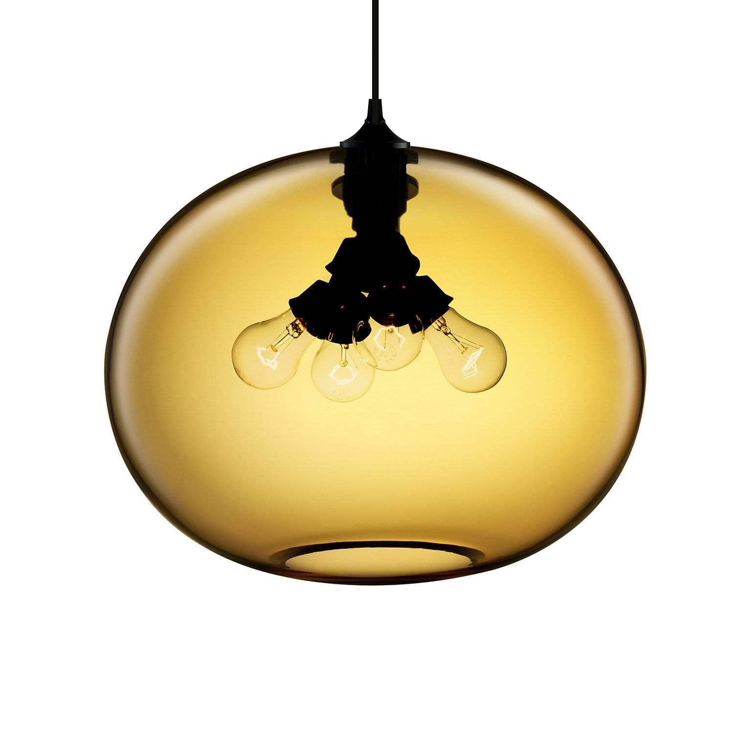 Terra Smoke Handblown Modern Glass Pendant Light, Made in the USA In New Condition For Sale In Beacon, NY