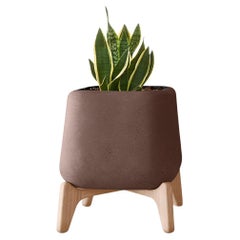 Jardinière Terra Square Brown avec base en bois naturel par Indigenus