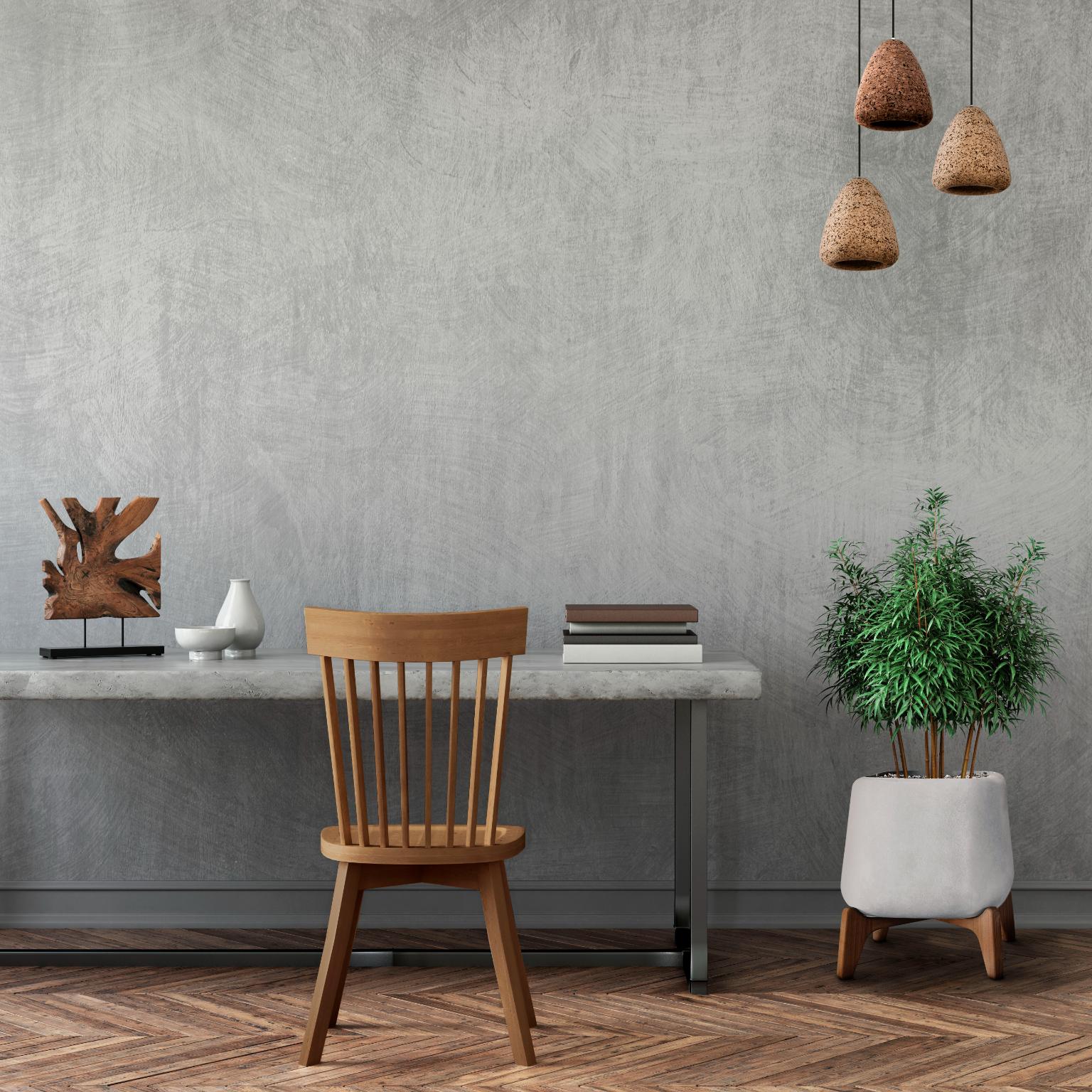 Terra Quadratisches XS Sandstein-Pflanzgefäß aus Terra mit geöltem Holzsockel von Indigenus (Geölt) im Angebot