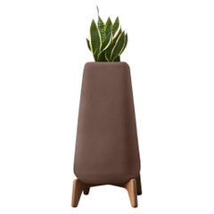 Fioriera Terra alta marrone con base in Wood oliato di Indigenus