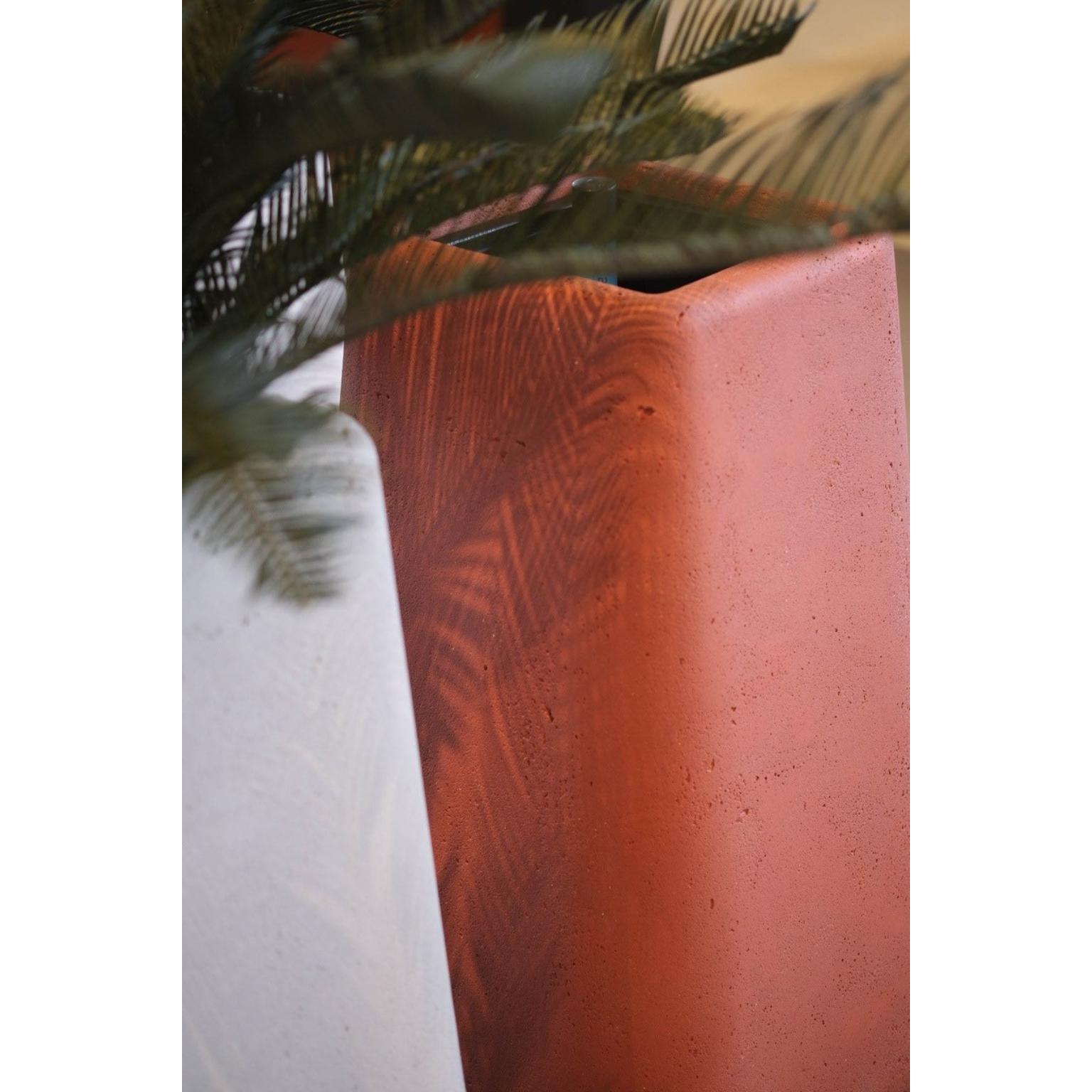 South African Terra Tall XS Brown Planter With Natural Wood Base by Indigenus For Sale