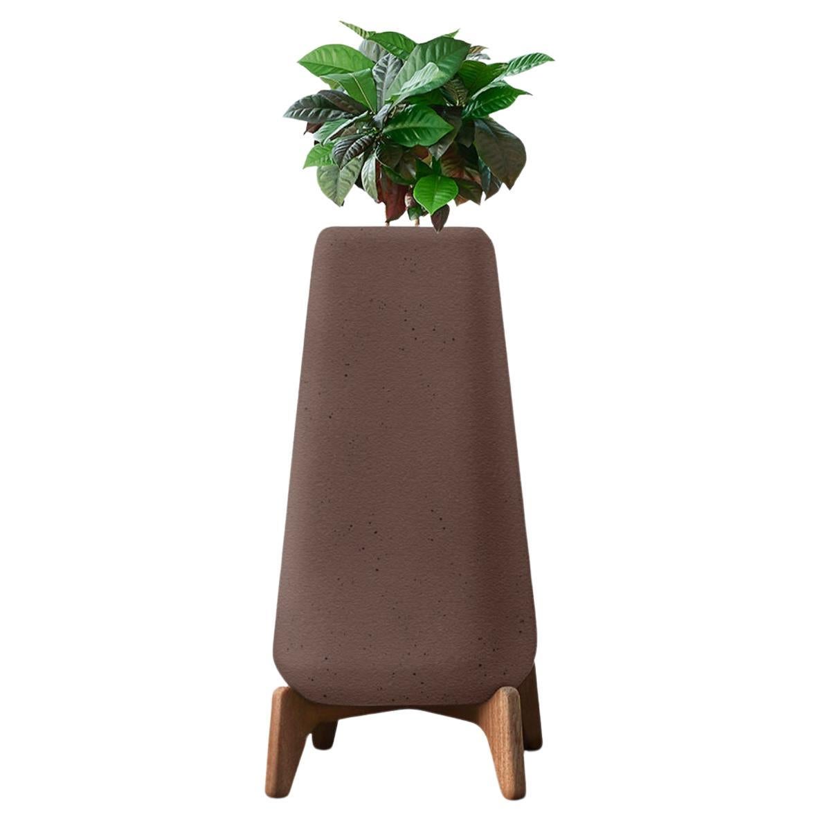 Jardinera Terra Tall XS Marrón Con Base De Madera Engrasada by Indigenus
