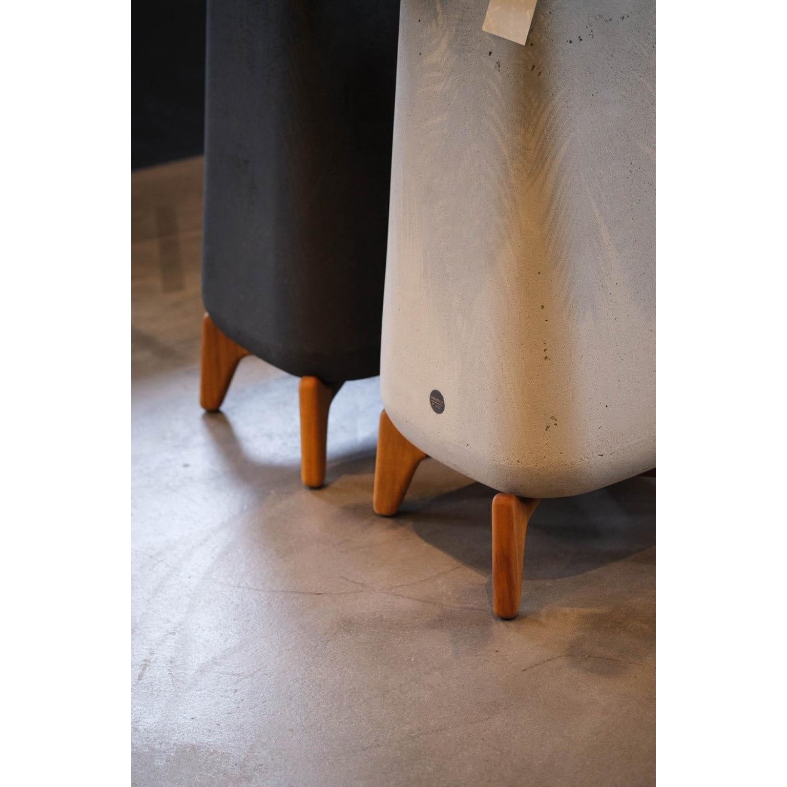 Terra Through Sandstone Planter With Natural Wood Base by Indigenus In New Condition For Sale In Geneve, CH