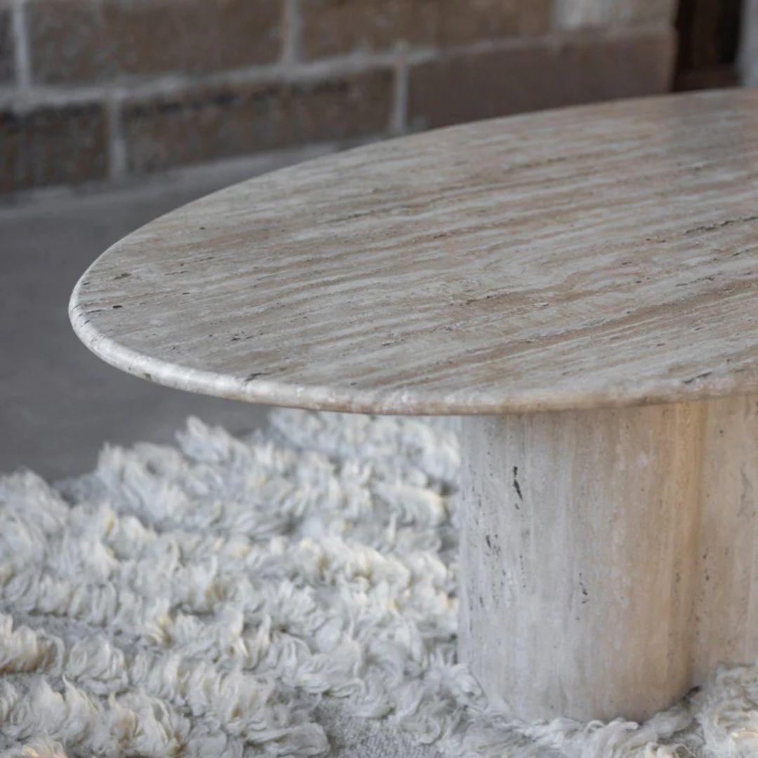 Hand-Crafted Terra Travertine Marble Dining Table For Sale