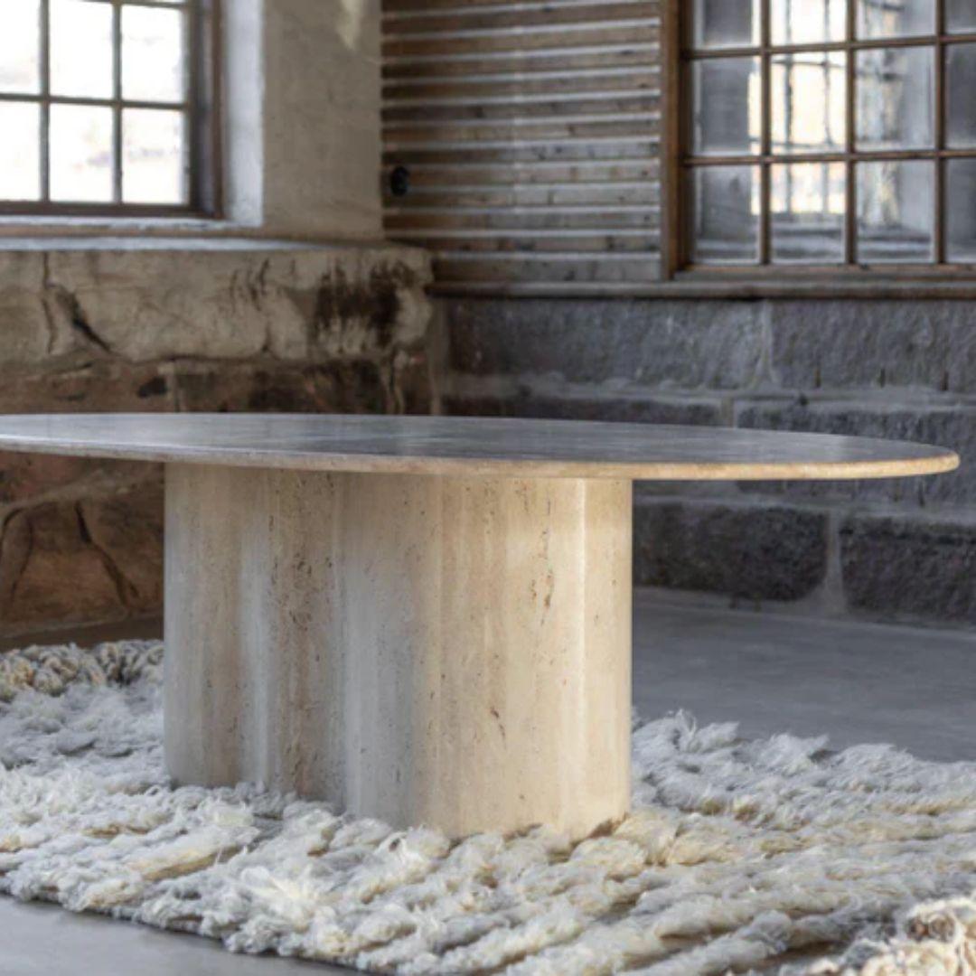 Contemporary Terra Travertine Marble Dining Table For Sale