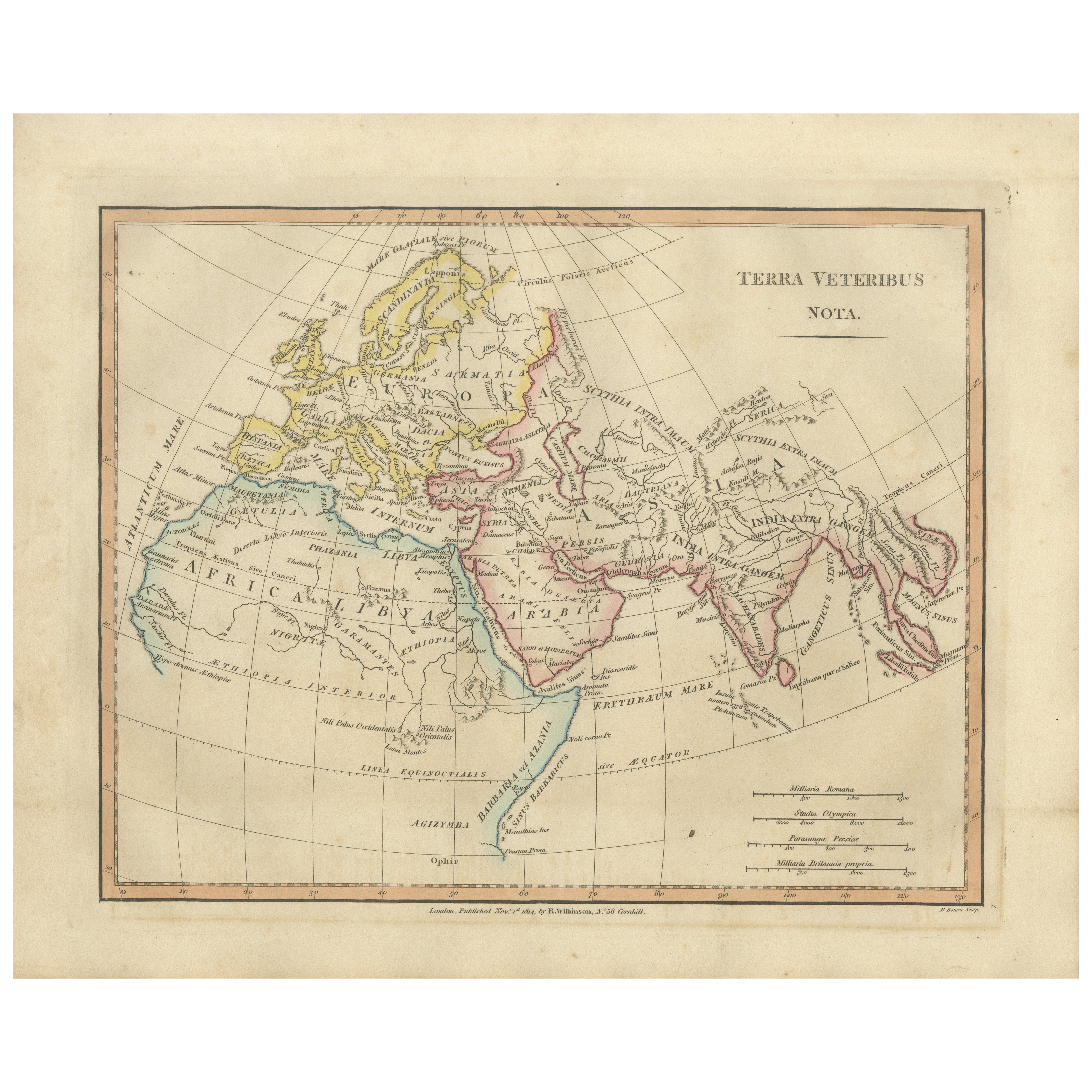 Terra Veteribus Nota — Classical World Map of Antiquity, Wilkinson 1814