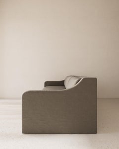 Canapé trois places Minimal - rembourré en lin brun taupe