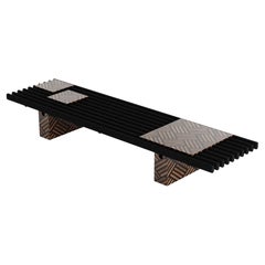 Terra Wood Inlay Coffee Table with Metal Accent