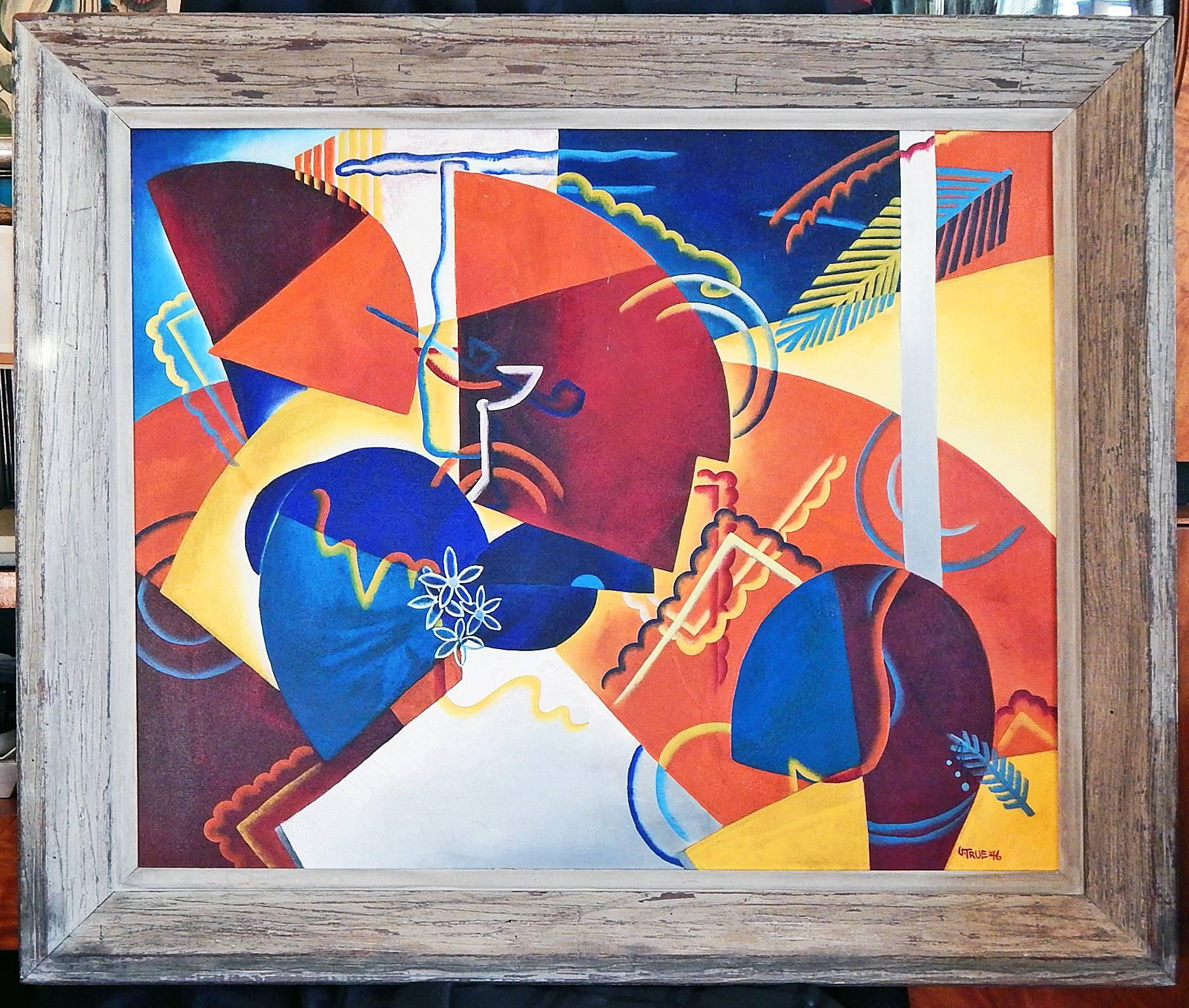 « Terrace », brillant chef-d'œuvre cubiste-expressionniste de Virginia True, 1946 Excellent état - En vente à Philadelphia, PA
