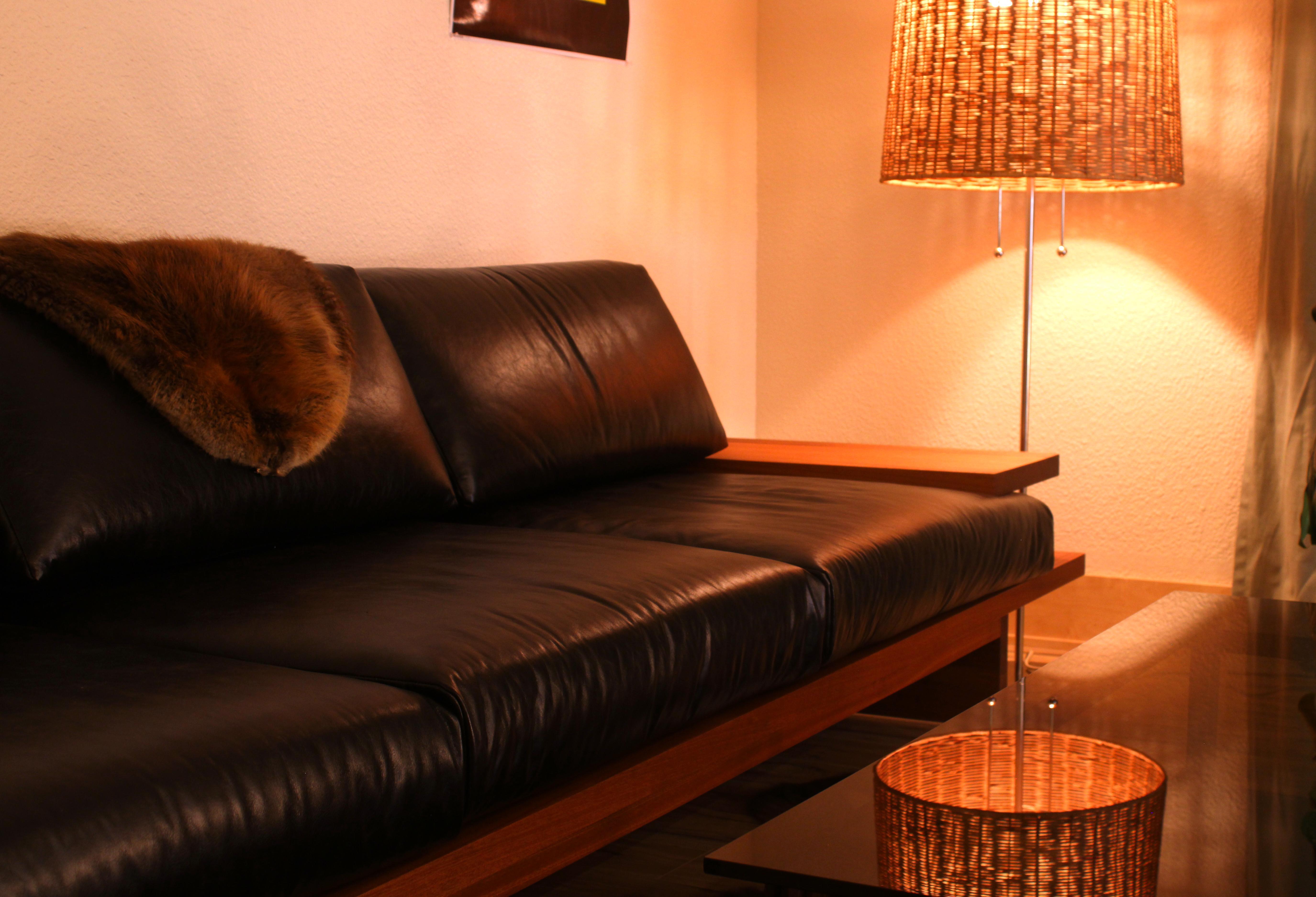 Terrace Couch by Greg Palombo. Solid wood frame with all leather upholstery For Sale 3