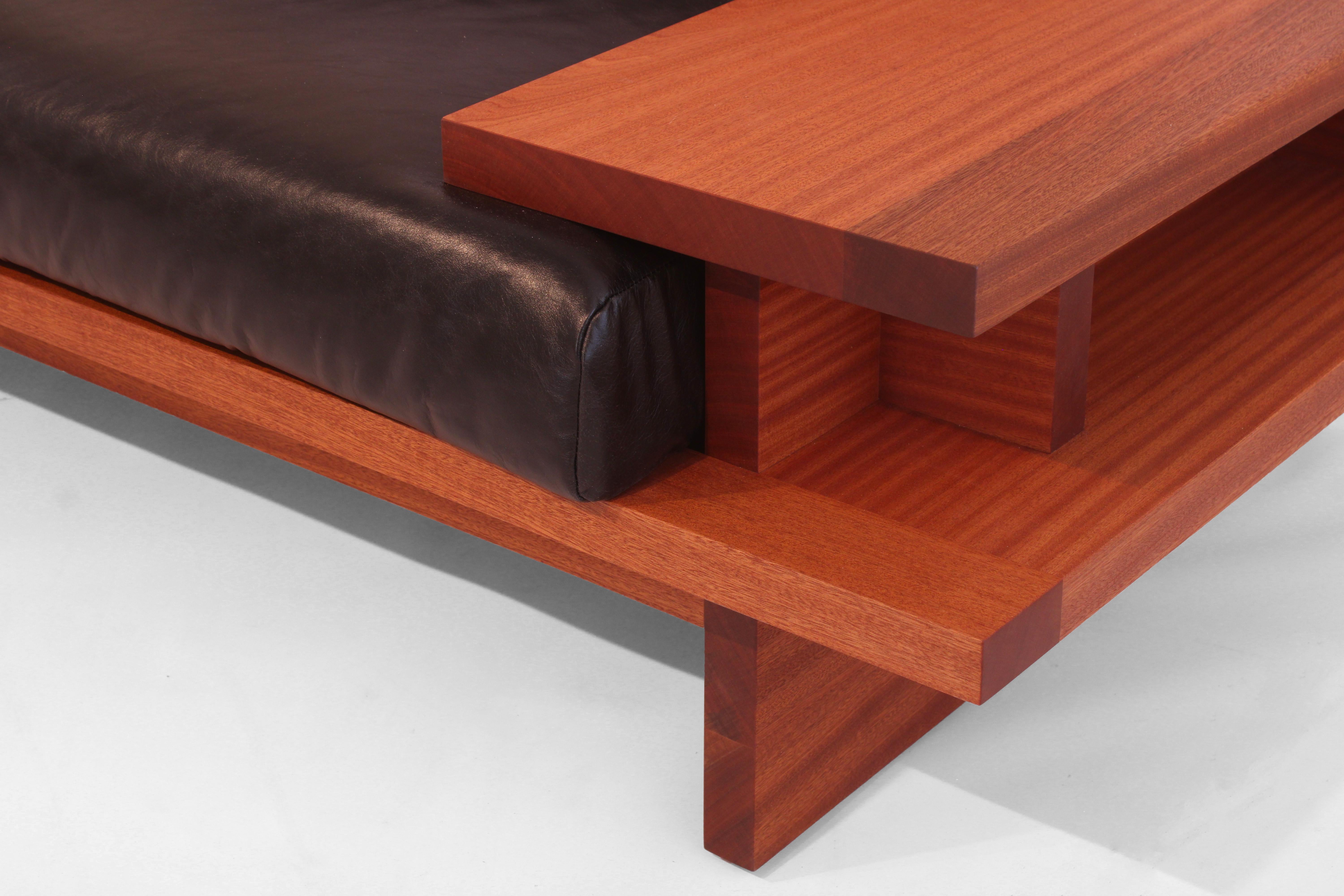 Contemporary Terrace Couch by Greg Palombo. Solid wood frame with all leather upholstery For Sale