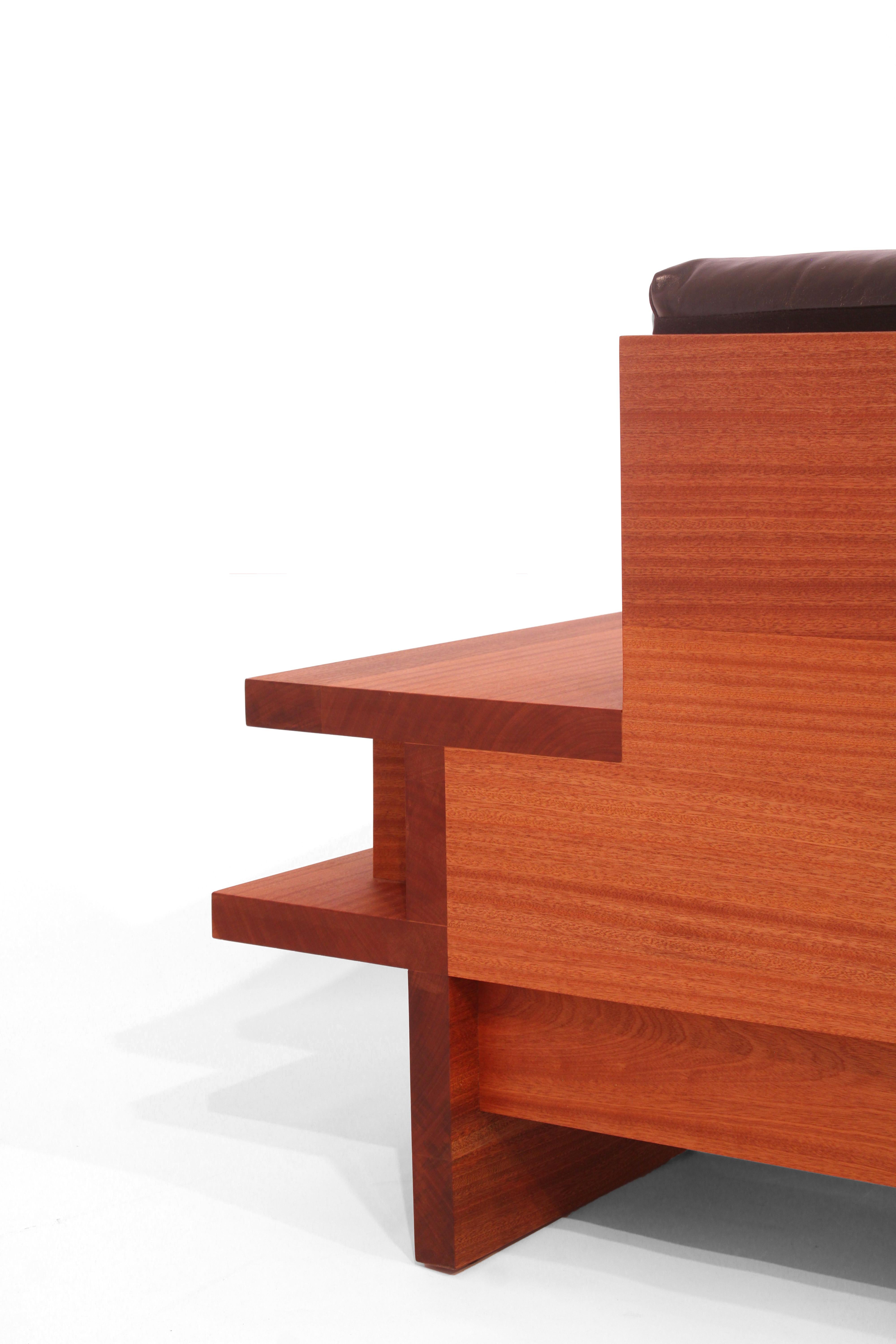 Leather Terrace Couch by Greg Palombo. Solid wood frame with all leather upholstery For Sale