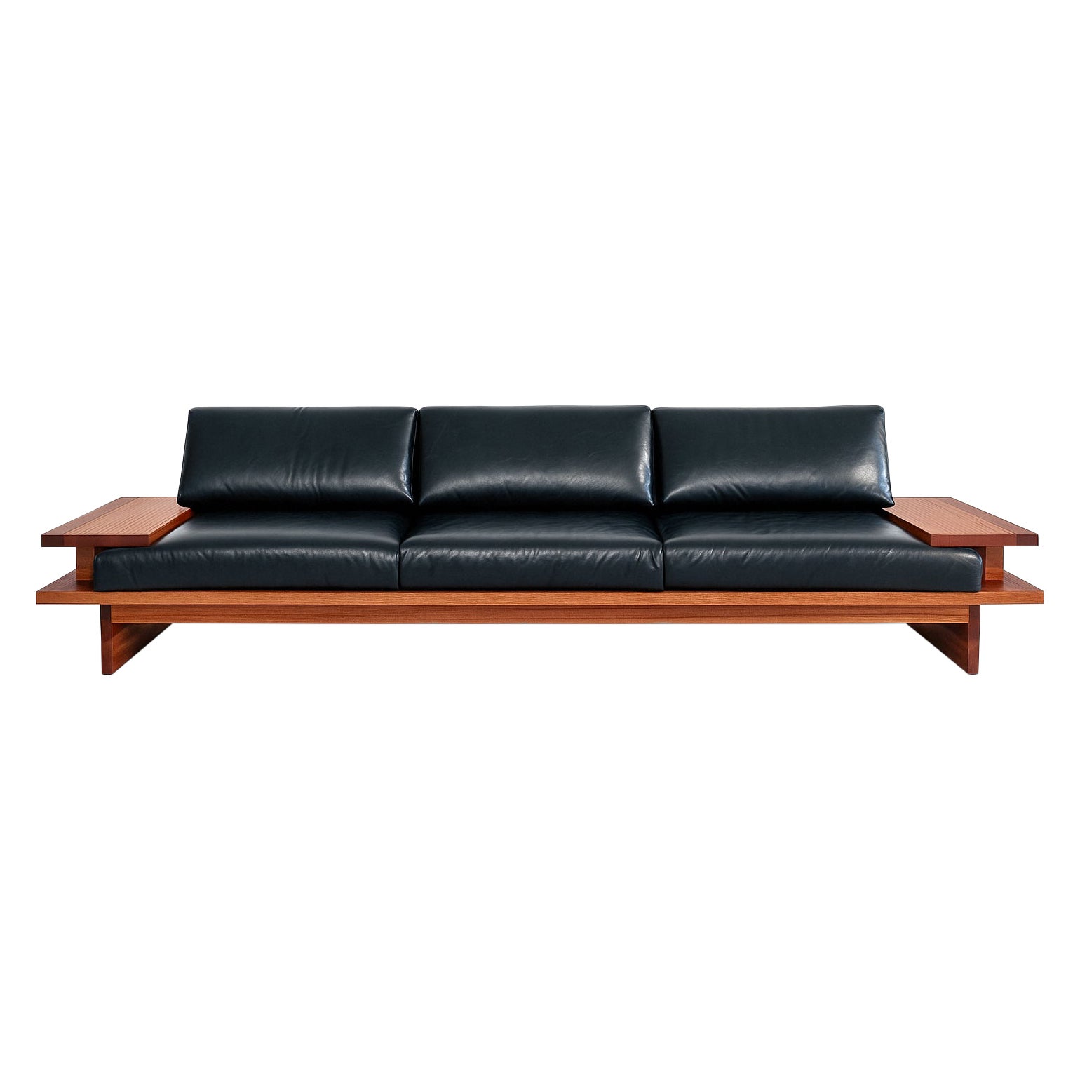 Terrace Couch by Greg Palombo. Solid wood frame with all leather upholstery For Sale
