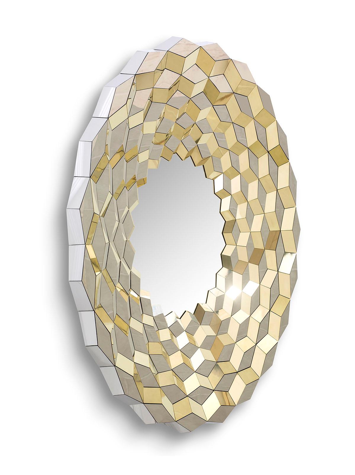 Polished TERRACE Mirror in Midnight Blue Stainless Steel by Jake Phipps For Sale