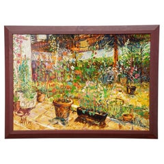 Terrace with Geranium Pot, 1994 – Oil Painting by Alexander Michael