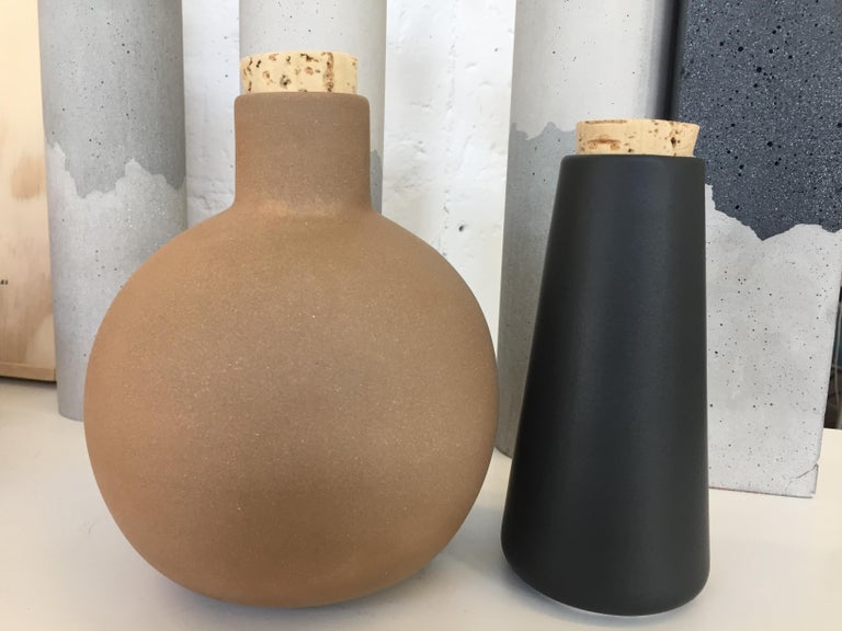 Terracotta Clay Carafe with Cork, in Stock For Sale at 1stDibs