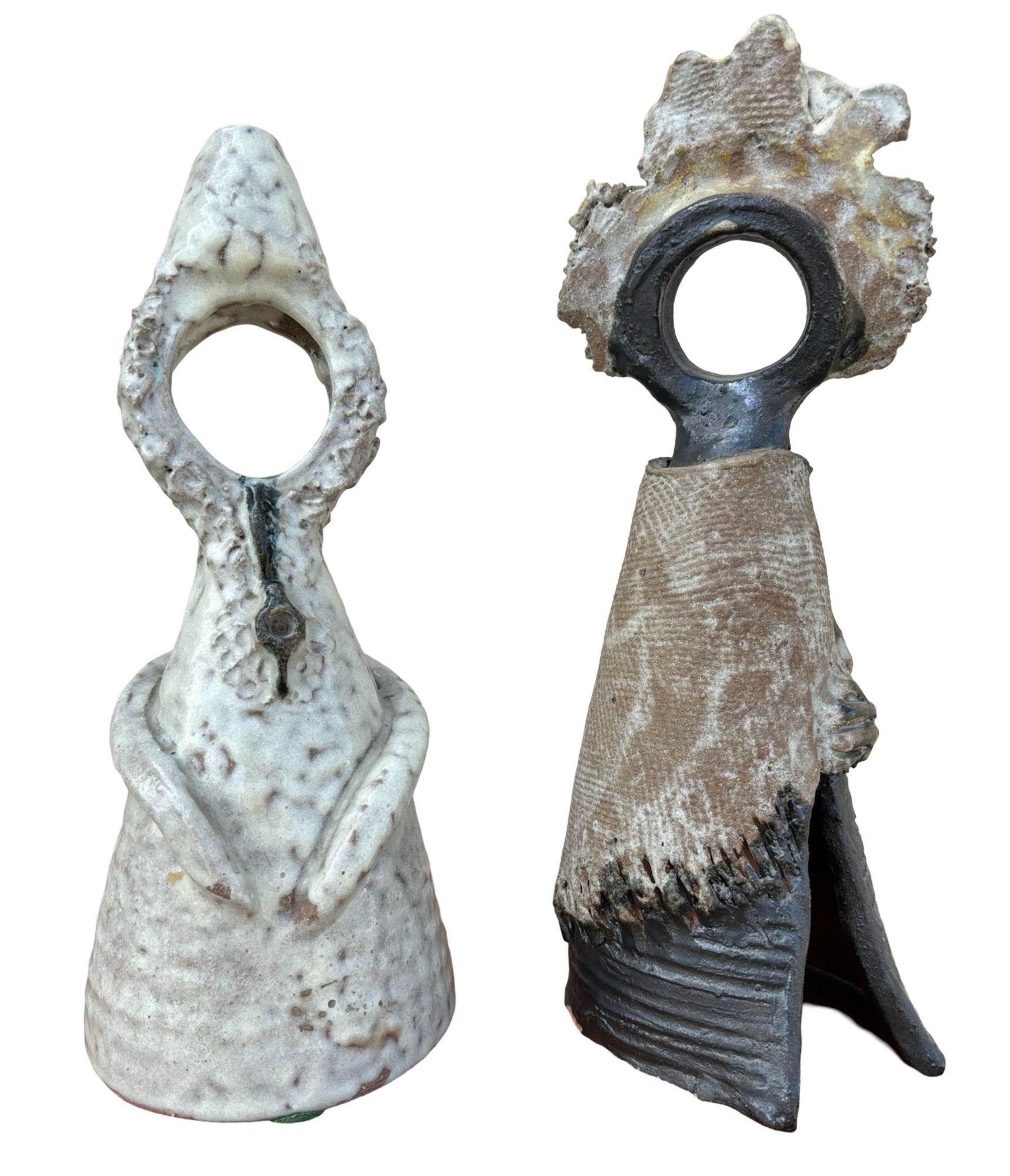 Terracota Glazed Anthropomorphic Sculpture Male and Female signed by Artist For Sale 3