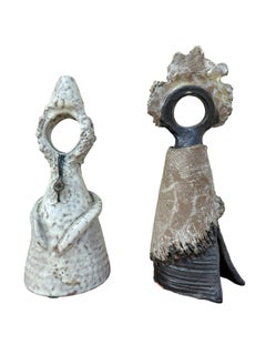 Terracota Glazed Anthropomorphic Sculpture Male and Female signed by Artist