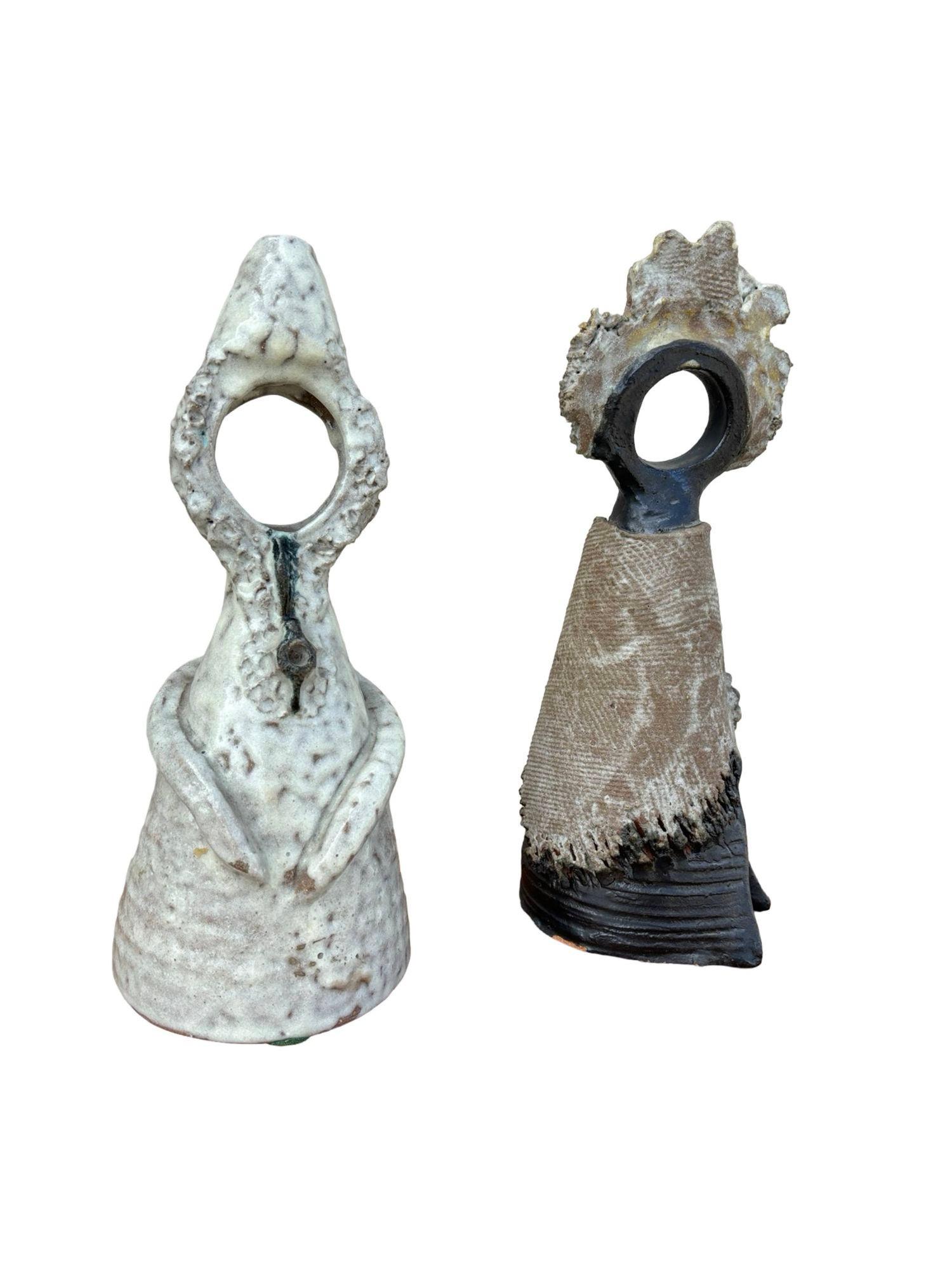Terracota Glazed Anthropomorphic Sculpture Male and Female signed by Artist In Excellent Condition For Sale In Van Nuys, CA
