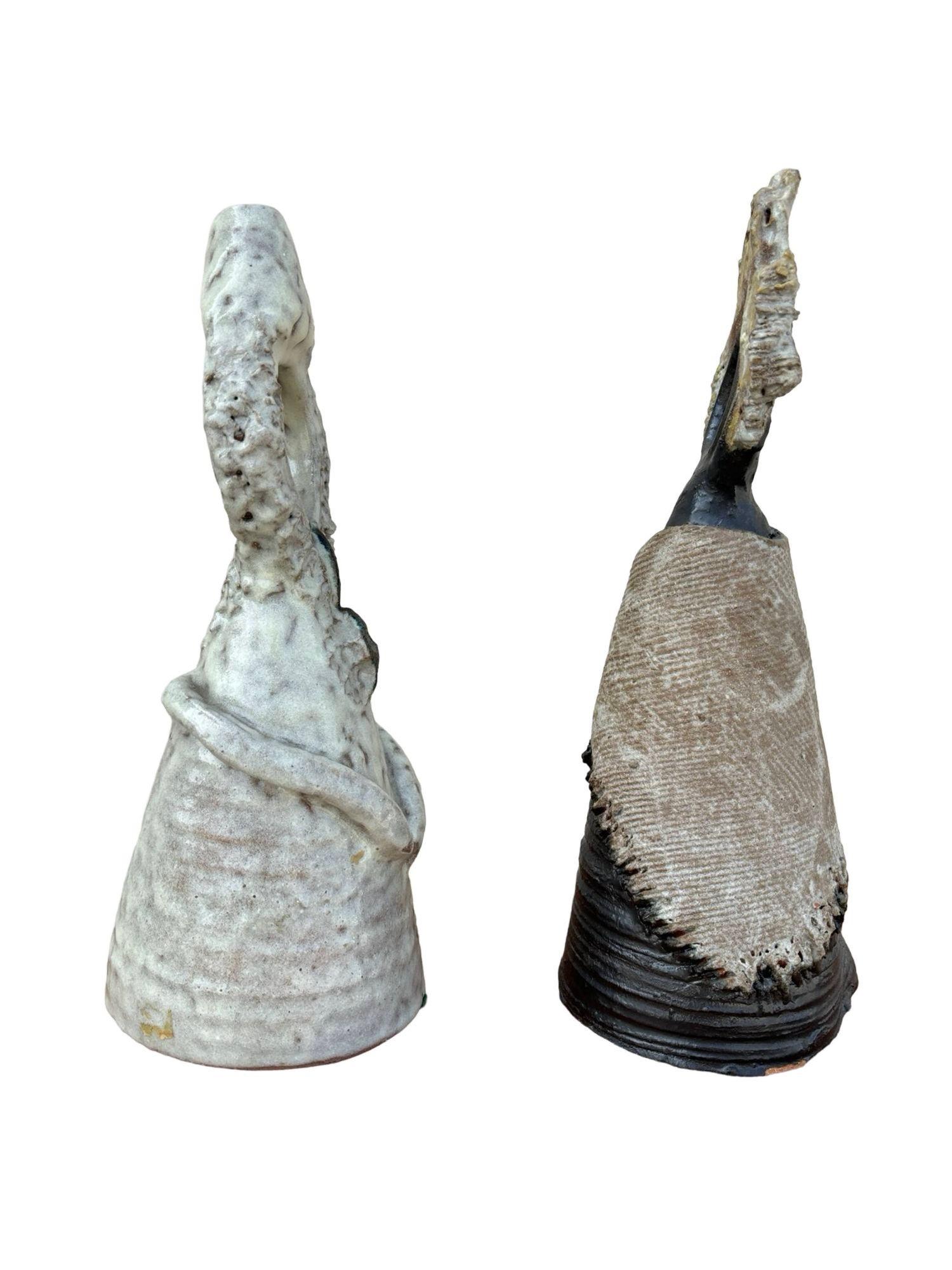 Terracota Glazed Anthropomorphic Sculpture Male and Female signed by Artist For Sale 1