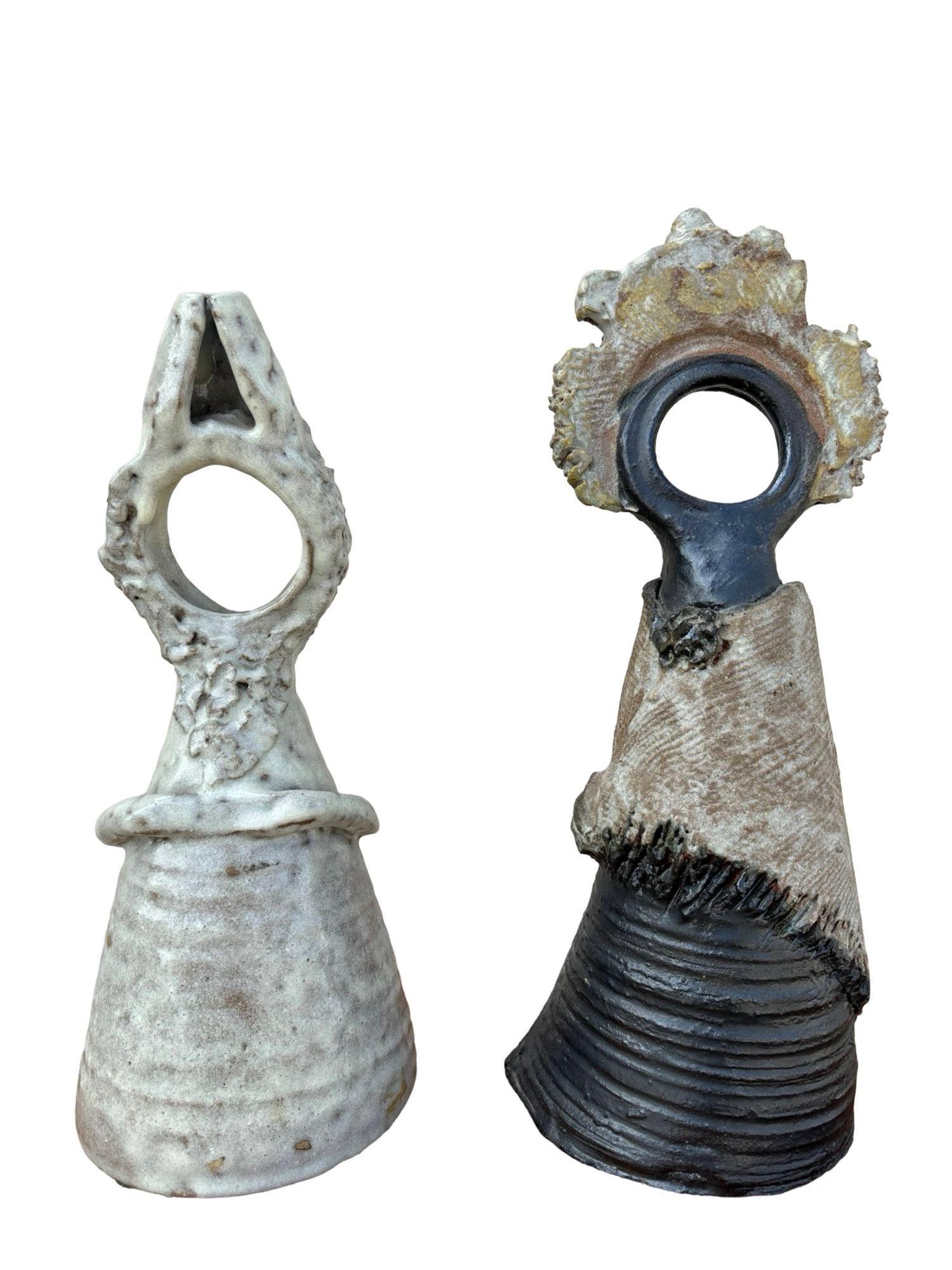 Terracota Glazed Anthropomorphic Sculpture Male and Female signed by Artist For Sale 2