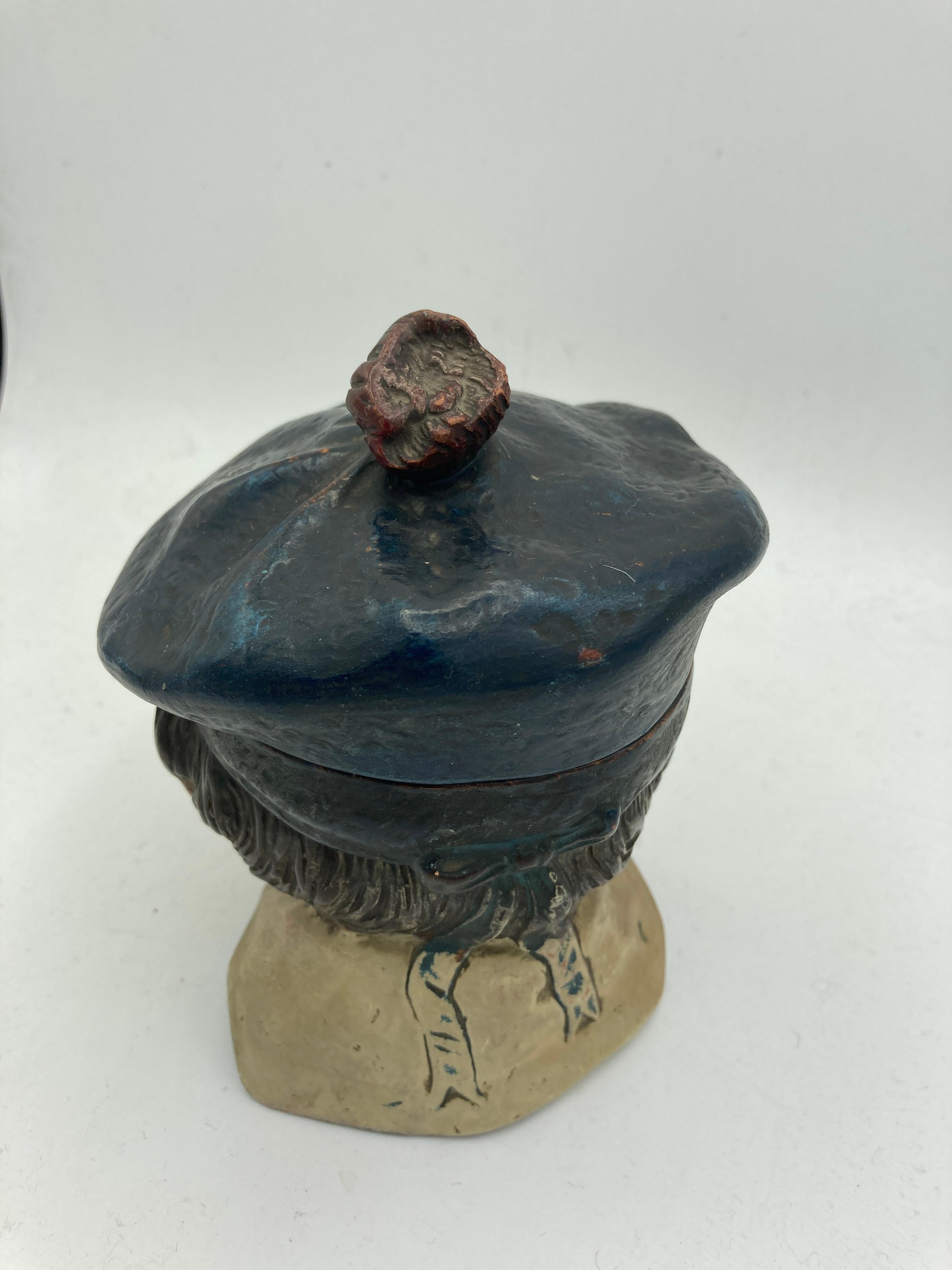Pot de tabacco « Head » en terre cuite XIXe siècle État moyen - En vente à Bois-Colombes, FR