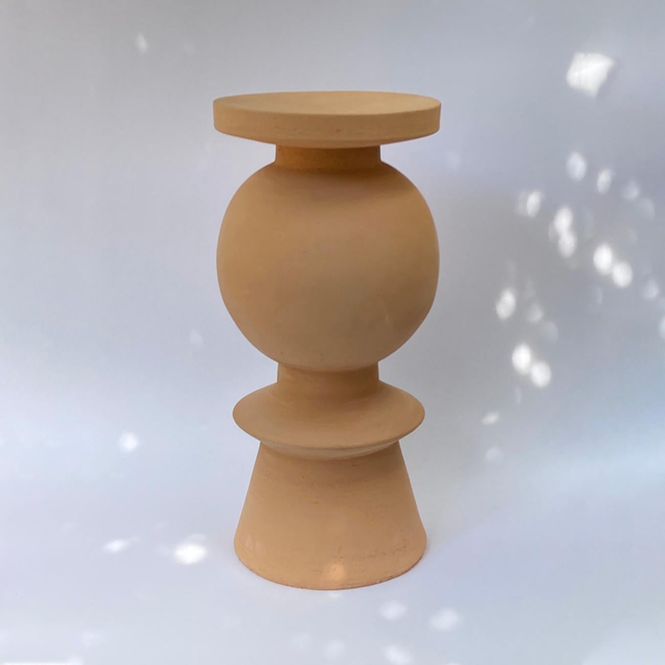French Terracotta 1 Union Stool by Lea Ginac For Sale