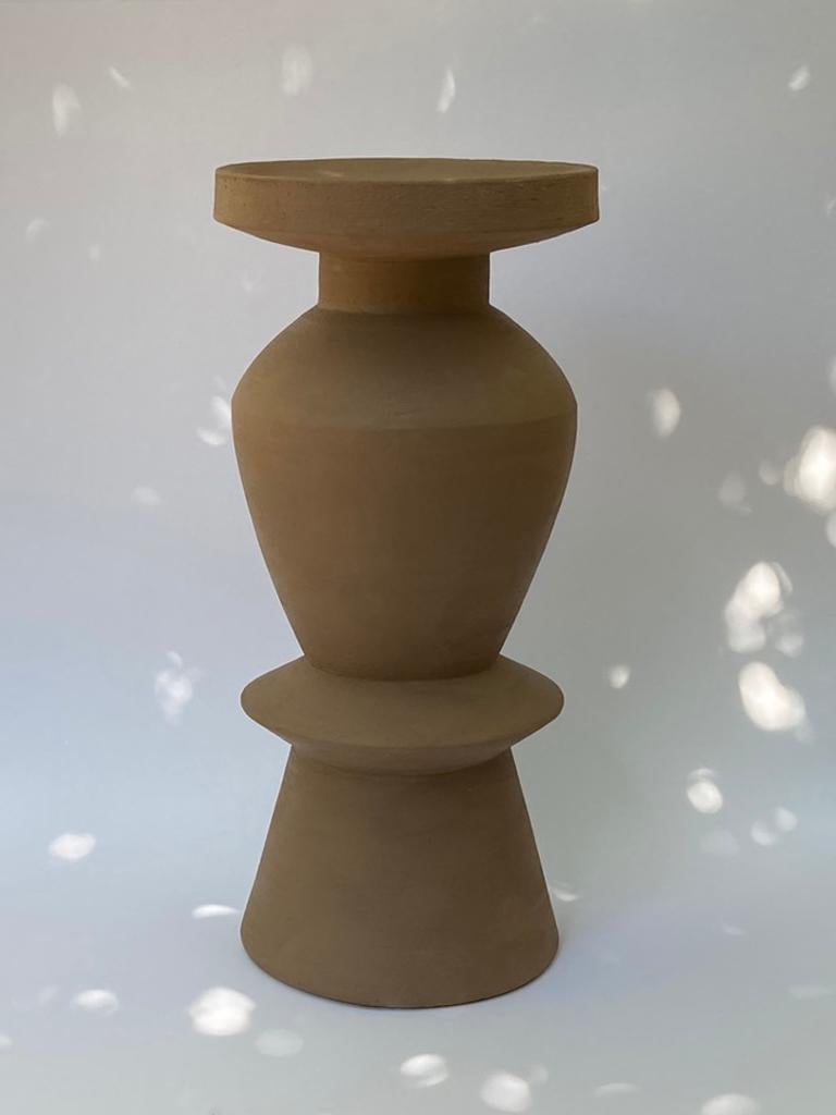 French Terracotta 1 Union Stool by Lea Ginac
