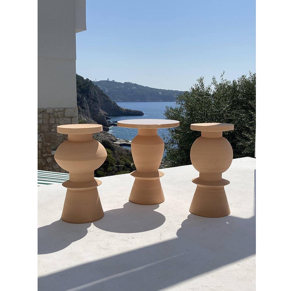 Ceramic Terracotta 1 Union Stool by Lea Ginac For Sale