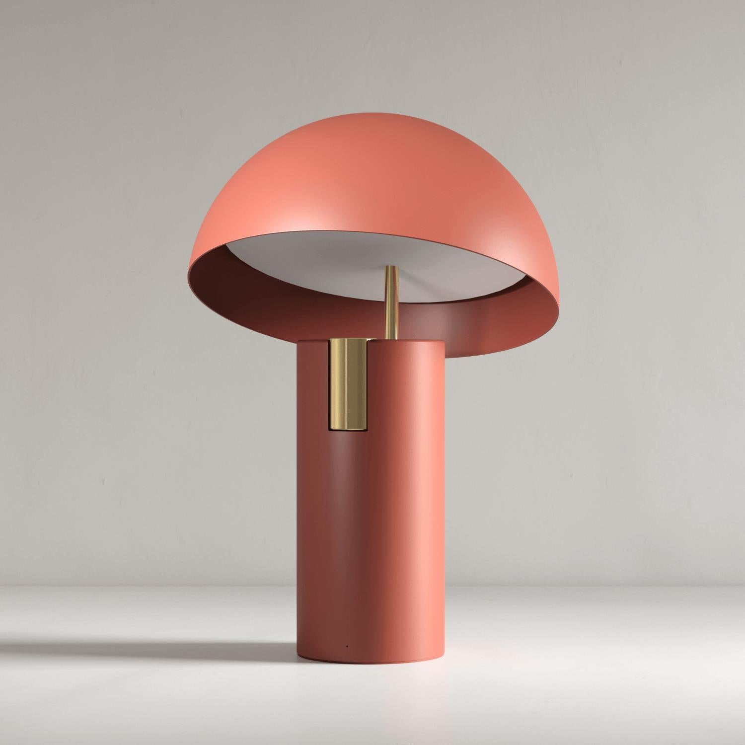 Terracotta Alto Lamp by JAUNE STUDIO
Dimensions: D 25 x H 36 cm
Materials: Aluminum body, lacquered painting, brushed gold or nickel tinted cylinders and stem. Diffuser in opaline white PMMA.

Lighting : Variable LED lighting 1800 to 2700K - 0 to