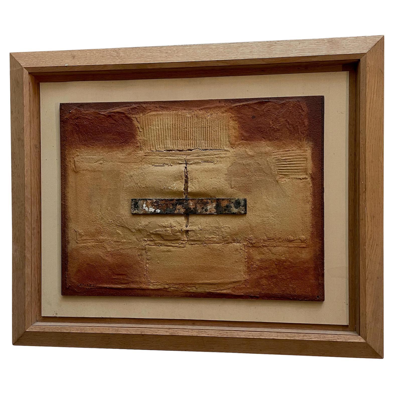 Terracotta And Beige Abstract Painting By Largrest, France, 1980s For Sale