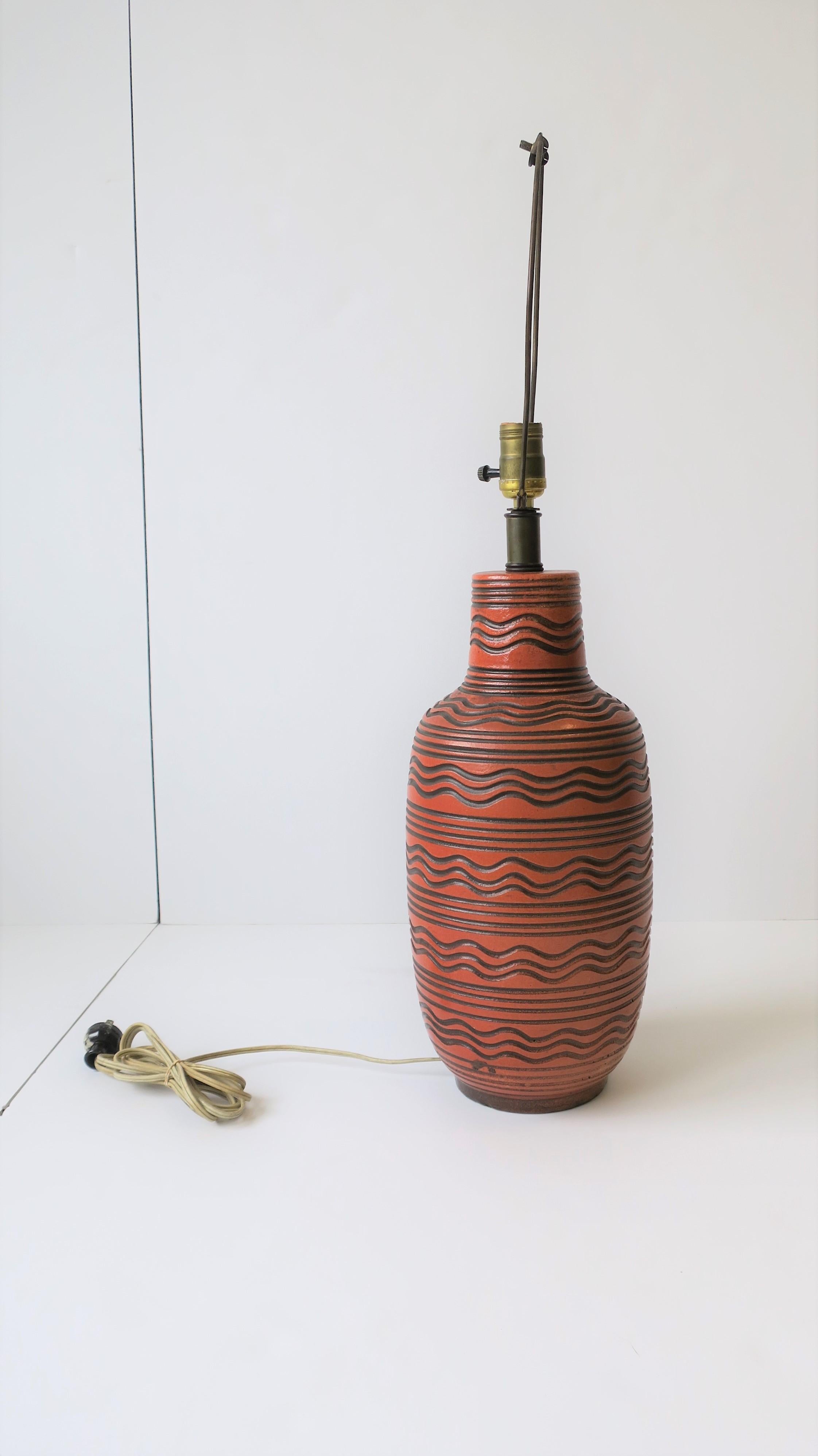 Terracotta and Black Pottery Table Lamp by Design Technics 6