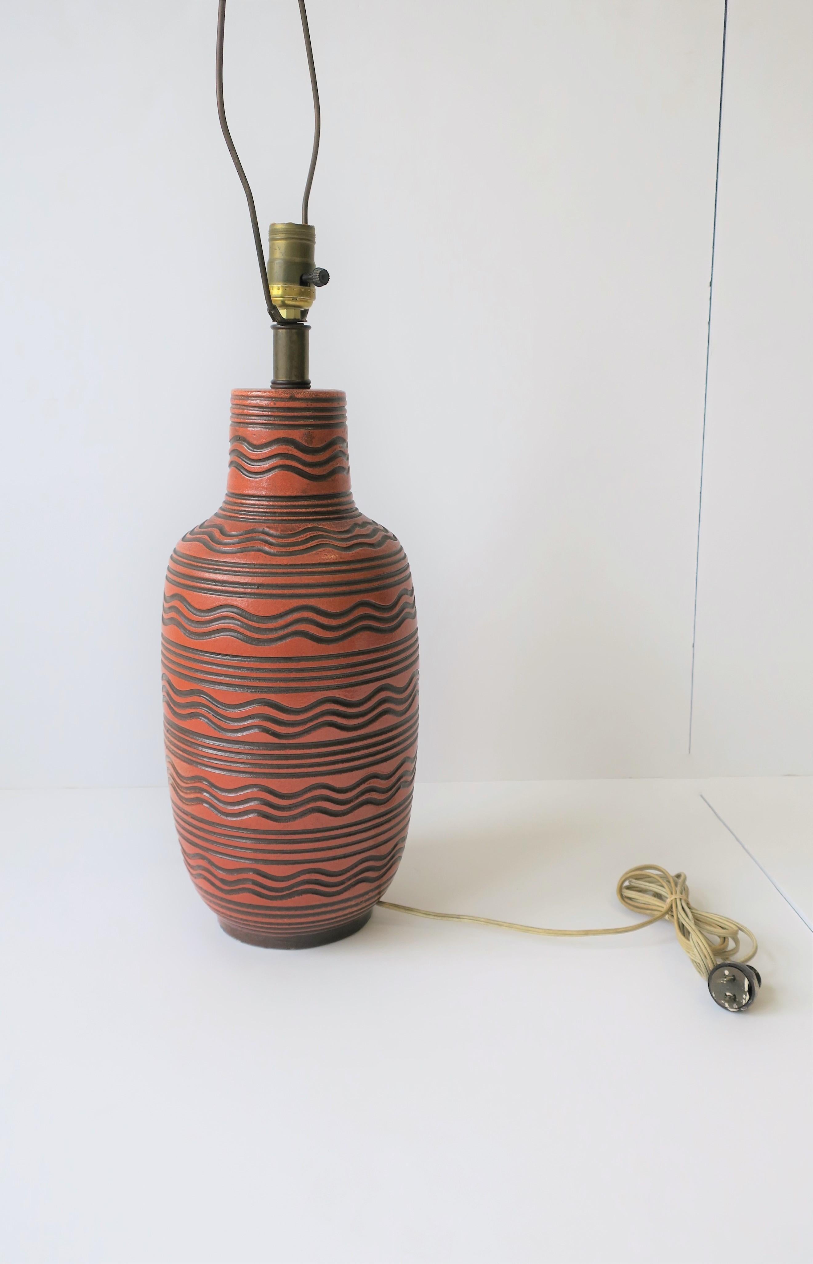 Terracotta and Black Pottery Table Lamp by Design Technics 8