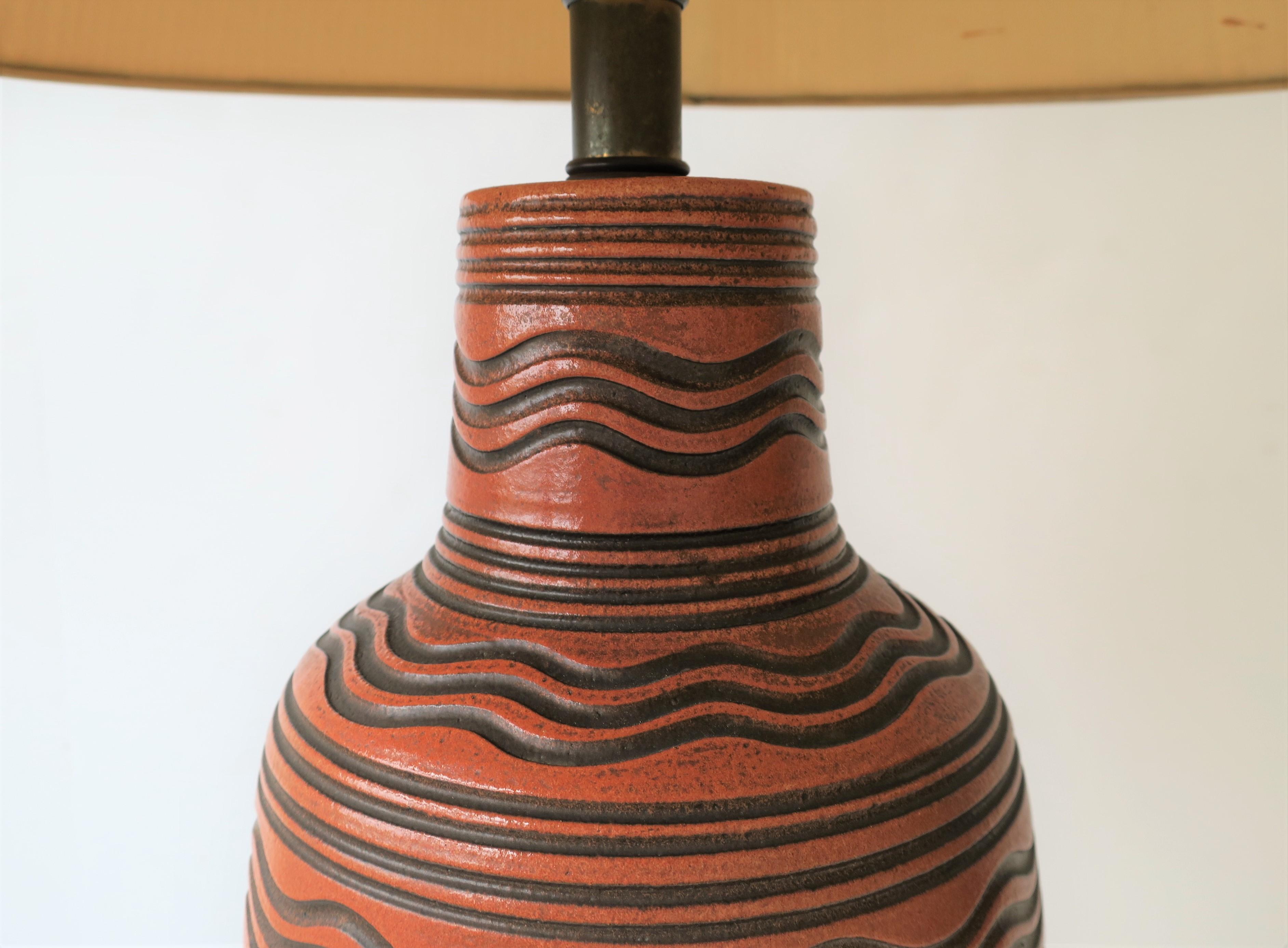 Terracotta and Black Pottery Table Lamp by Design Technics 3