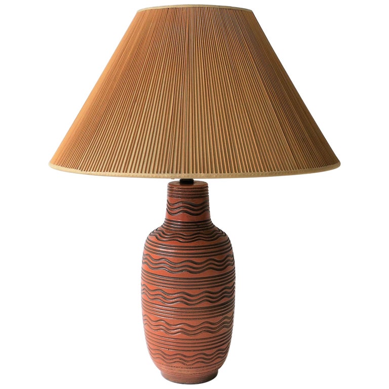 Terracotta and Black Pottery Table Lamp For Sale at 1stdibs