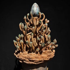 Terracotta and straw hand sculptured Albero della Vita by Manu Crotti