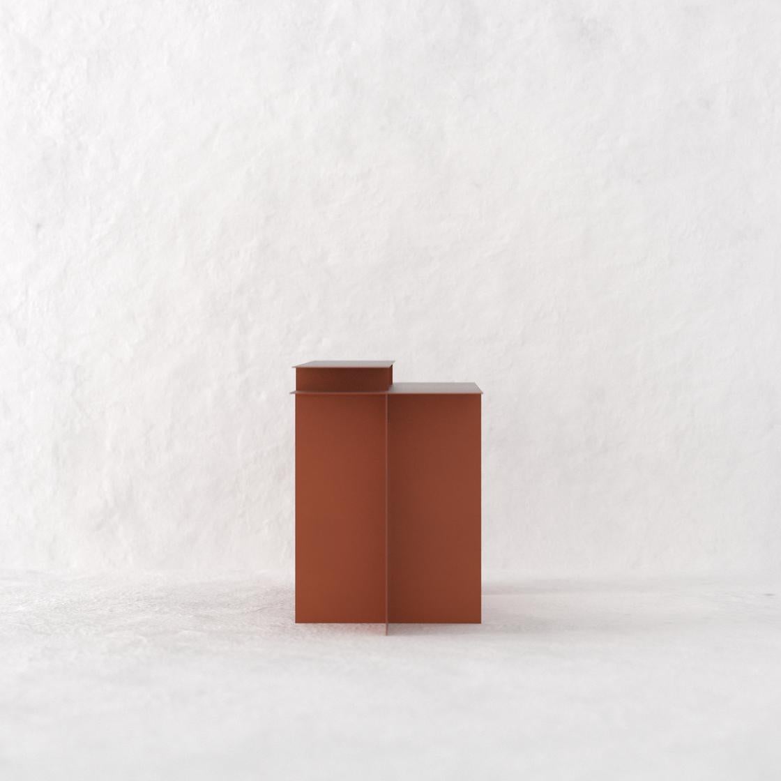 Conceptualized in 2023 by Leonardo Floresvillar, and crafted by hand with metal, coated with matte powder coating. 
The Ángulo Desk  was designed with two surface heights to work comfortably on a computer at your studio or at your home office. 