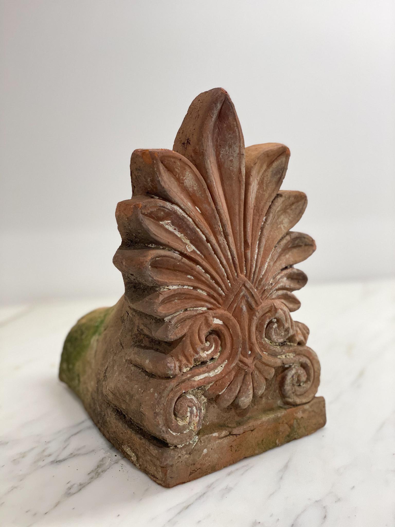 Neoclassical Terracotta Anthemion Roof Tile