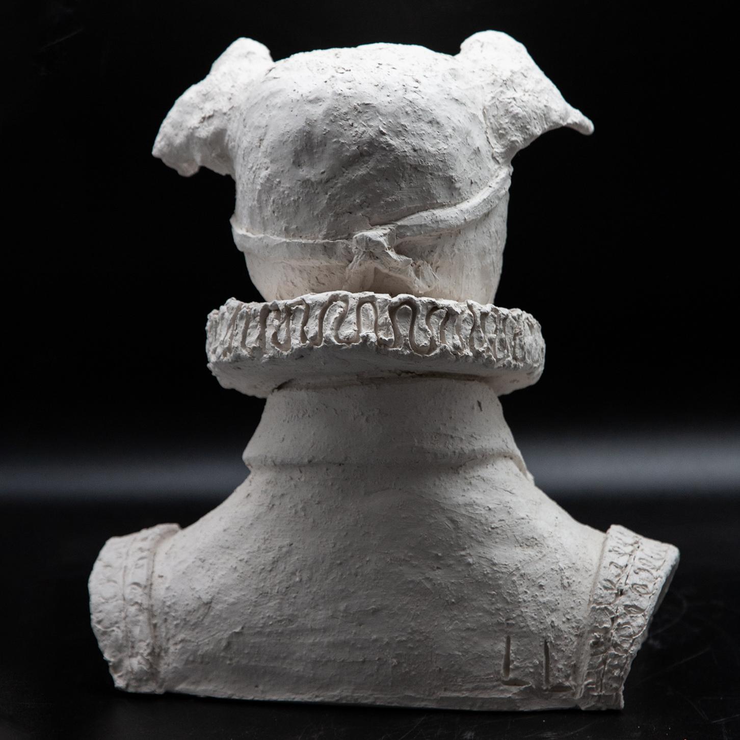 Other Terracotta Anthropomorphic Bust of Dog with Ruff and Eyepatch