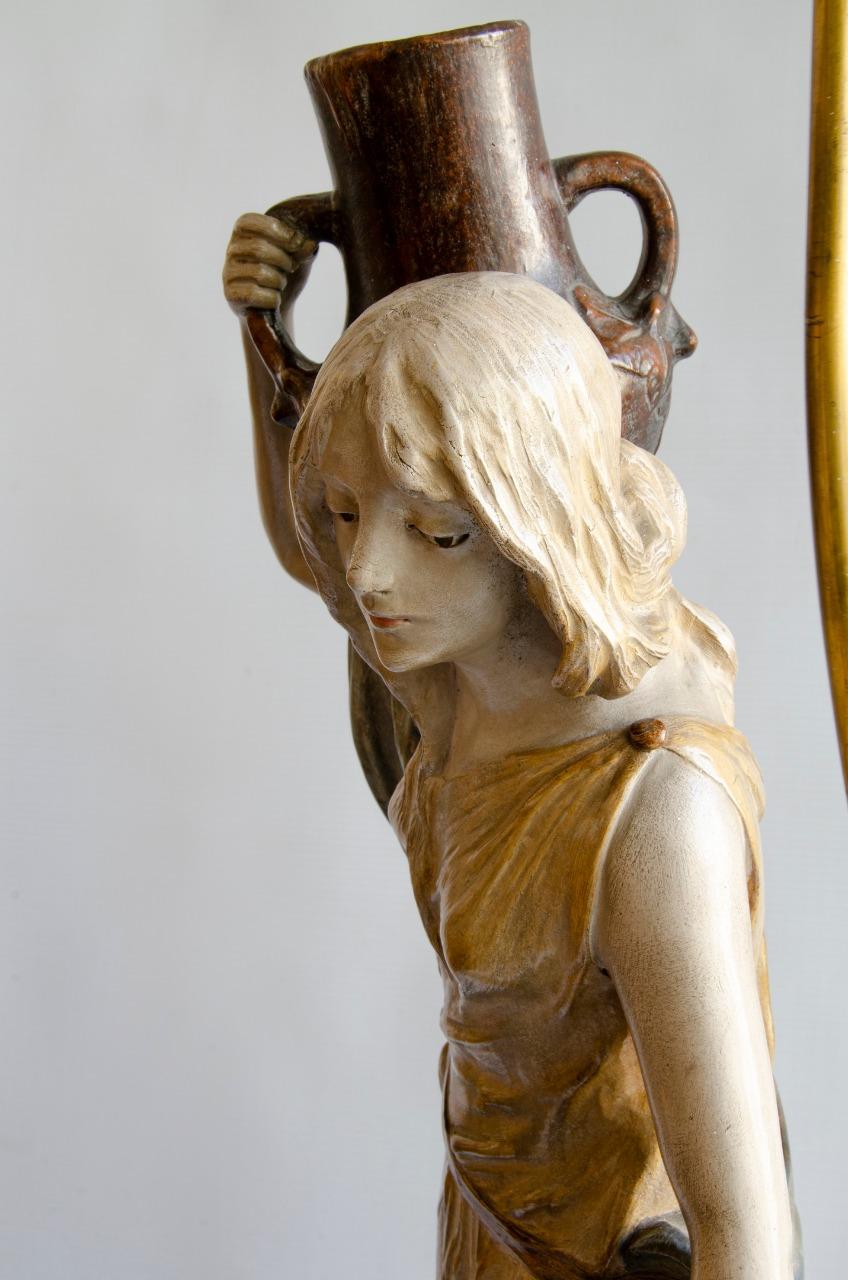 Austrian Terracotta Art Nouveau Lamp For Sale
