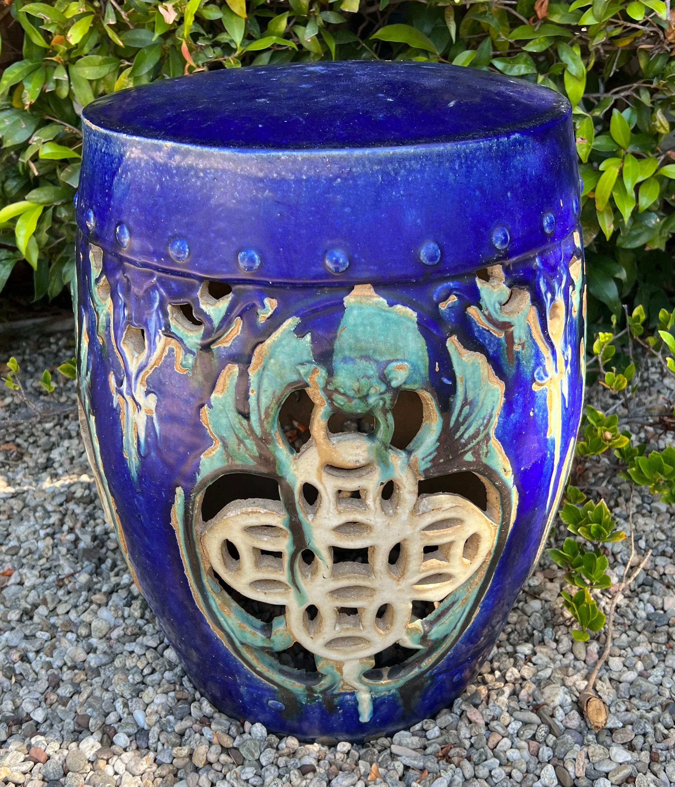 Terracotta Asian Inspired Garden Stool Table or Stand For Sale 1