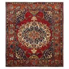Terracotta Bakhtiar Hand Knotted Rug 11 ft x 12 ft, Scarlet Medallion Majesty