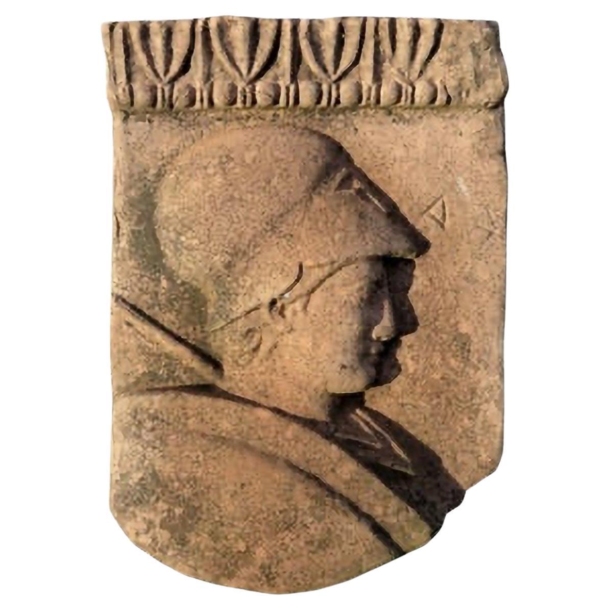 Terracotta Bas-Relief Athena Minerva End 20th Century For Sale