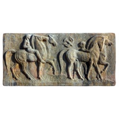 Terracotta Bas Relief Greek Horses and Knights, End 19th Century