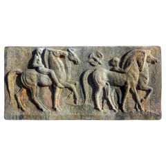 Terracotta Bas Relief Greek Horses and Knights, End 19th Century