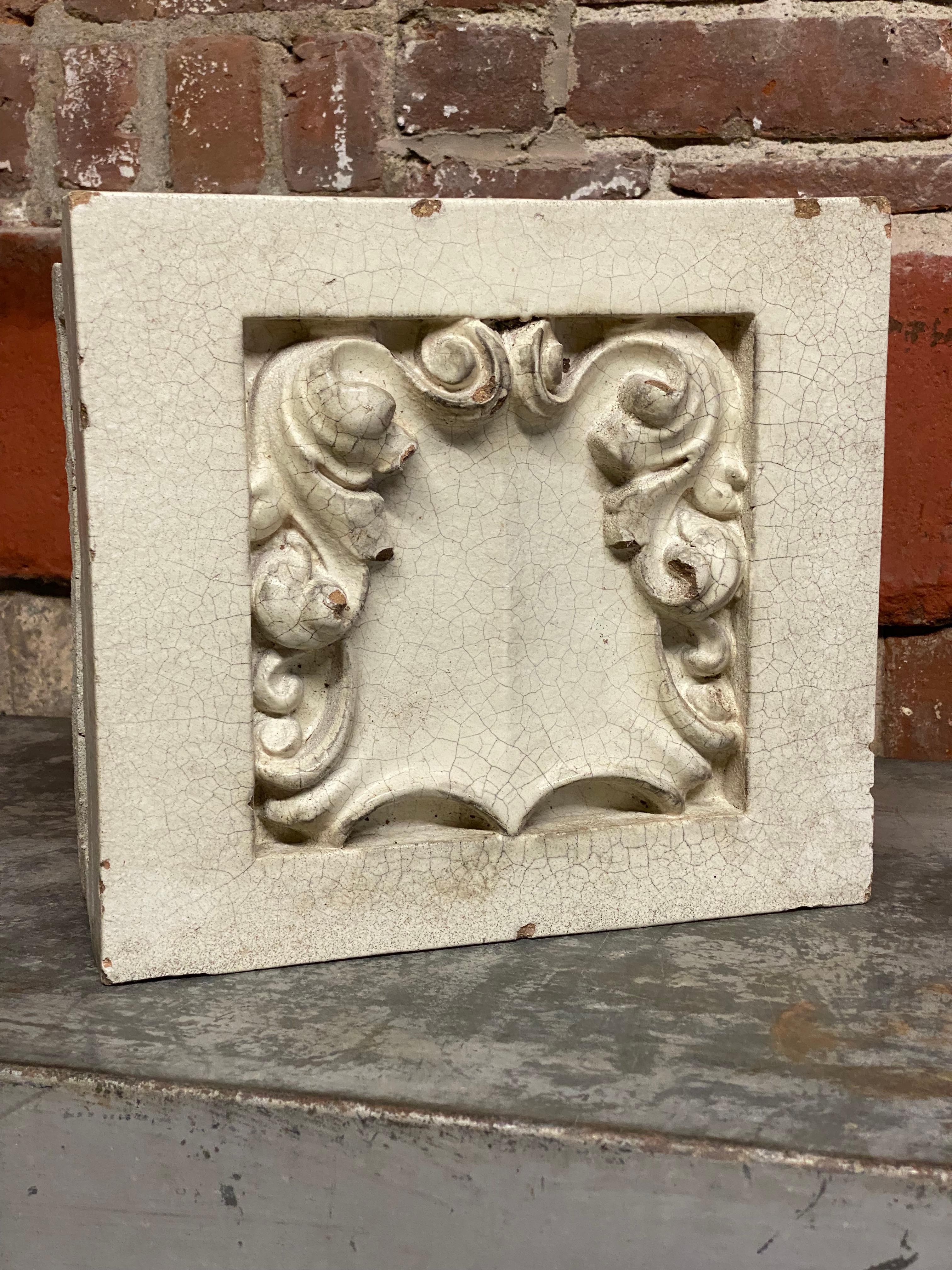 Terracotta Beaux Arts Architectural Facade Block Tile In Good Condition For Sale In Garnerville, NY