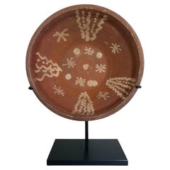 Antique Brown Colored Terracotta Bowl with beige painted decorations, Byzantine